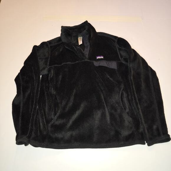 Patagonia Womens Black Re-Tool Snap-T Pullover Fuzzy Soft Fleece Jacket Medium - Picture 1 of 5